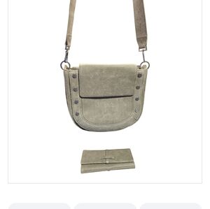 Hammitt Kayce Pewter Bag In Brushed Silver With Matching Benjamin Slim Wallet